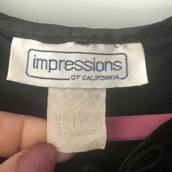 Vintage Black Lace Mini Dress Tunic Impressions of California Long Sleeve - Picture 3 of 7